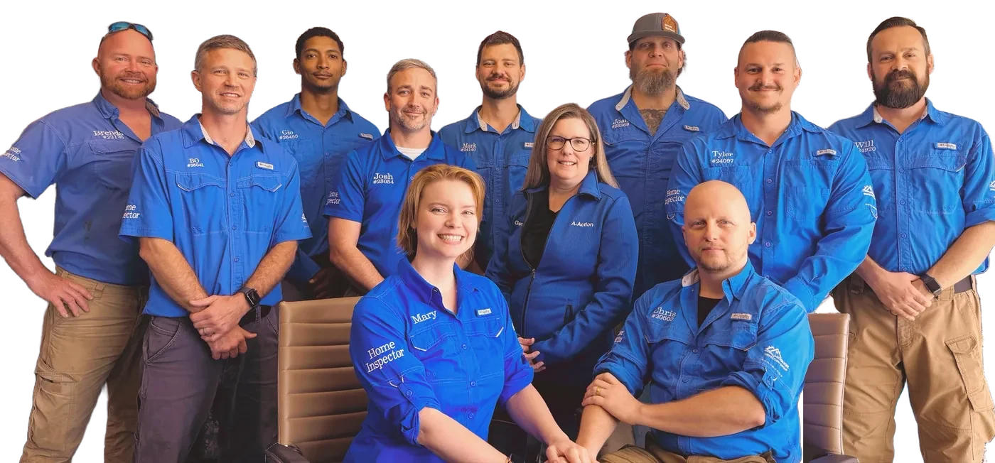 The A-Action Home Inspection Group team in their blue uniform shirts